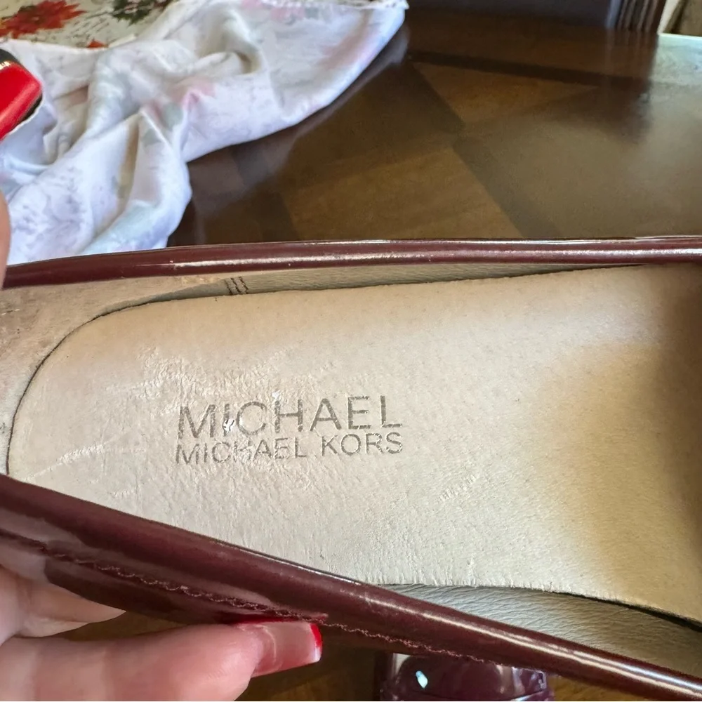 Michael Kors patent leather burgundy loafers EUC